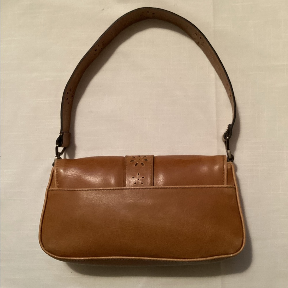 ๐ Vintage Y2K baby bag laser cut vegan leather camel brown tan small purse - Picture 8 of 9